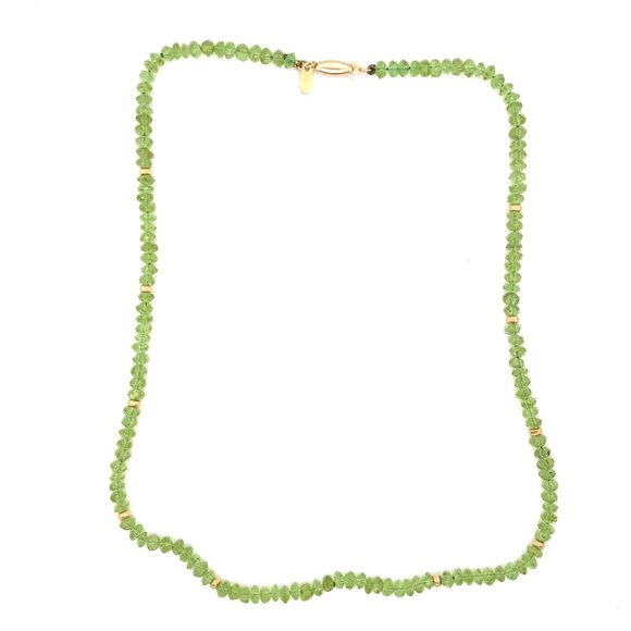 Peridot Bead Choker Necklace with 14K Yellow Gold Beads | August's Birthstone - Picture 3 of 3
